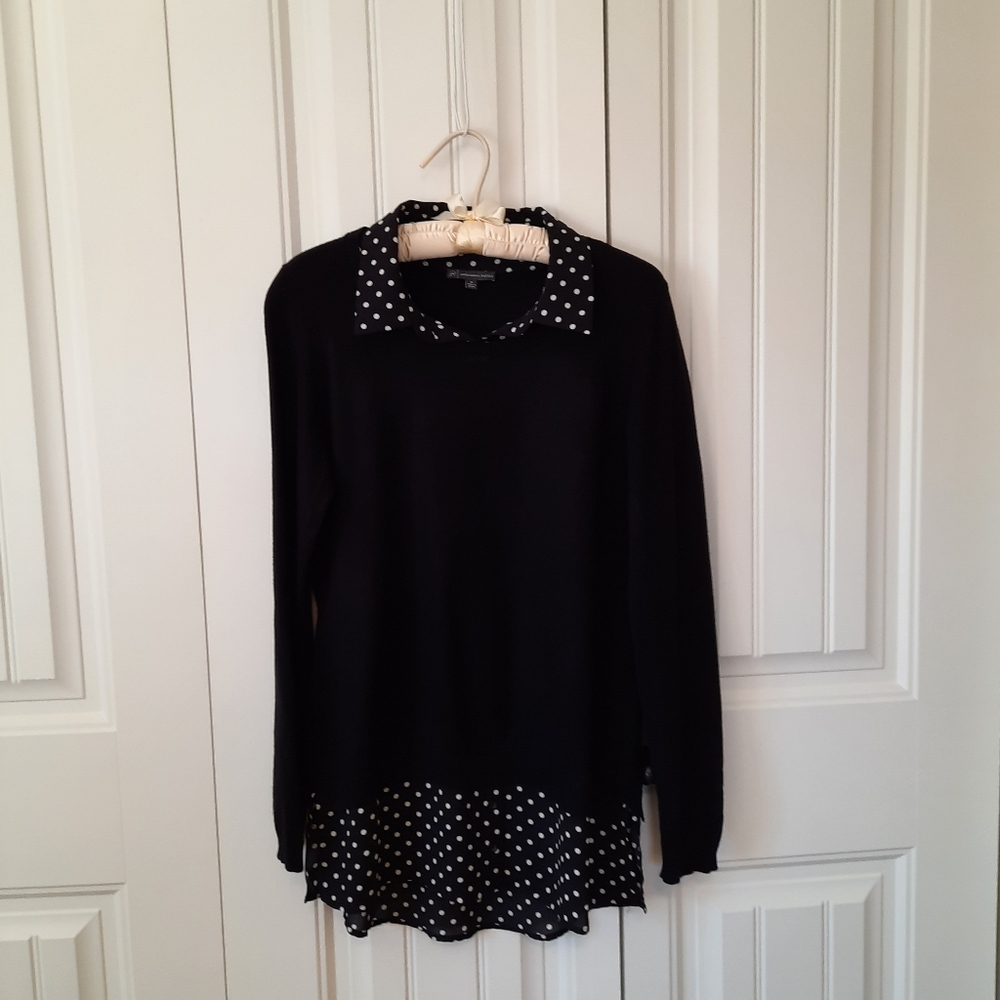 Adrianna Papell Black and White Polka Dot Top